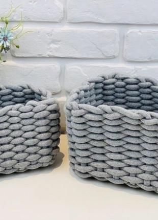 Плетеная корзина "pletenka" серая, комплект 2 шт