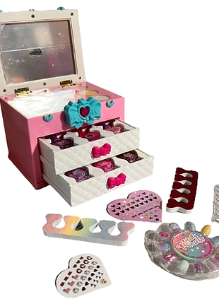 Набір дитячої декоративної косметики в скриньці лаки тіні типси пилочка (j-1046)