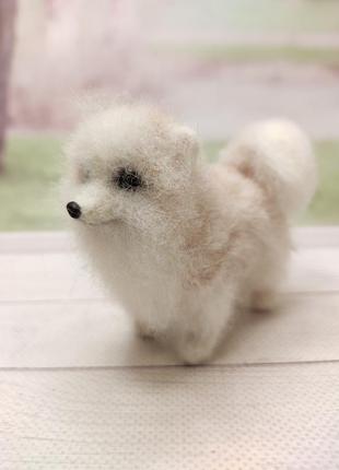 Игрушка собачка валяная, померанский шпиц, сувенир собака, щенок из шерсти