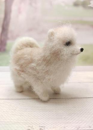 Игрушка собачка валяная, померанский шпиц, сувенир собака, щенок из шерсти