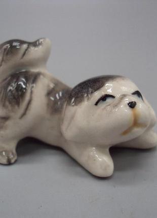 Фігура порцеляна статуетка мініатюра європа собака цуценя грає собачка 3,2 х 5 см no13221