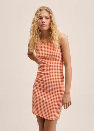 Сукня mango в клітинку коротка сукня плаття, поатье коетка без рукавов платье майка