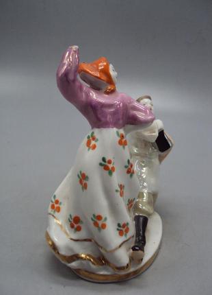 Фигура фарфор дулево танцоры с гармошкой перепляс гармонист и девушка 11,7 см под...