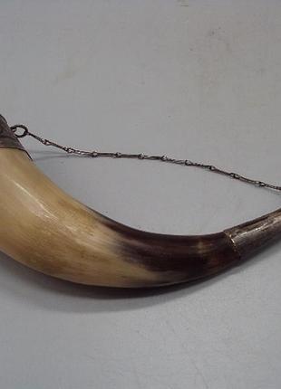 Винный рог сувенирный бокал кубок для вина кубачи чернь серебро 875 проба вес 114 г №13965