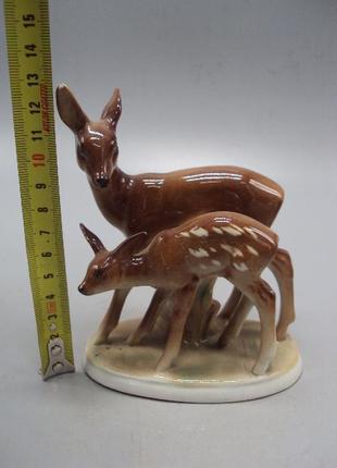 Фигура фарфор липпельсдорф гдр veb porzellanfiguren lippelsdorf олени олениха олененок 12,8см №13985