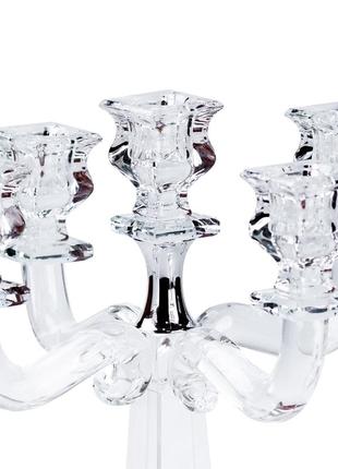 Подсвечник канделябр на 5 свечей стеклянный большой 26 (см)