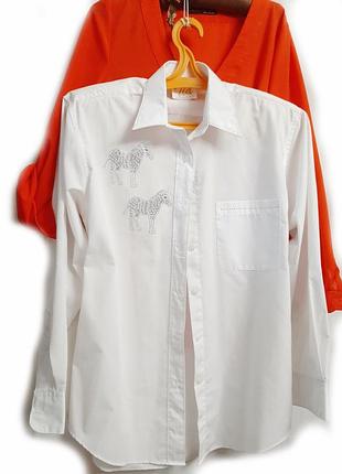 Рубашка блуза белая с зебрами р 36-42