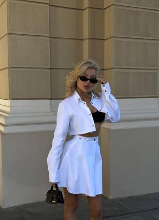 Жіночий стильний літній костюм піджак і спідниця з коттону