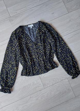 Блуза с акцентом на талии topshop в горошек