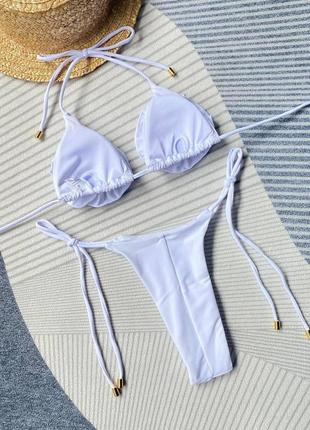 Женский раздельный купальник бикини с розами roses белый7 фото