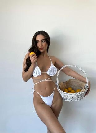 Женский раздельный купальник бикини с розами roses белый4 фото