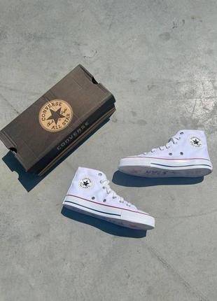 Converse all star белые конверсы высокие женские олл стар наложка 36-403 фото