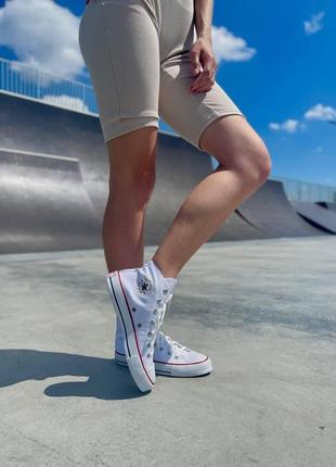Converse all star белые конверсы высокие женские олл стар наложка 36-405 фото