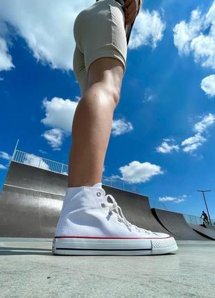 Converse all star белые конверсы высокие женские олл стар наложка 36-407 фото