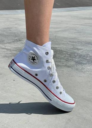 Converse all star белые конверсы высокие женские олл стар наложка 36-408 фото