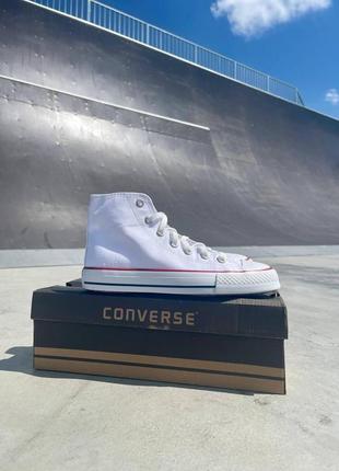 Converse all star белые конверсы высокие женские олл стар наложка 36-406 фото