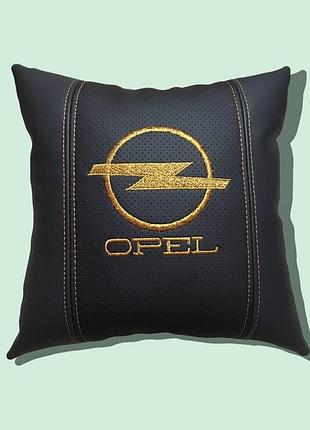 Автомобільна подушка в салон opel/опель чорна із золотим логотипом
