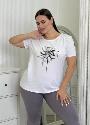 Женская футболка белая 199. размеры 52-58. tm meru.