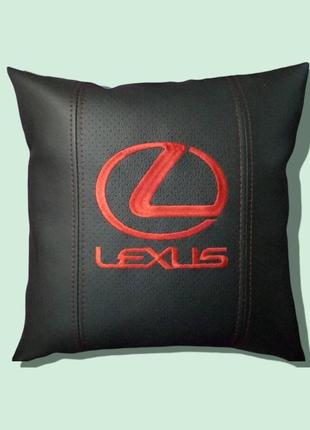 Автомобільна подушка в салон lexus/лексус чорна з червоним логотипом