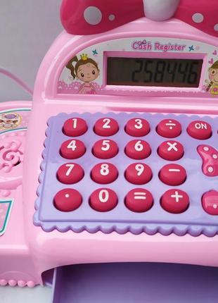 Дитяча каса 2022-26a касовий апарат мікрофон, калькулятор, сканер, звук, гроші, продукти4 фото