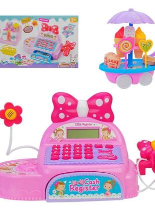 Дитяча каса 2022-26a касовий апарат мікрофон, калькулятор, сканер, звук, гроші, продукти
