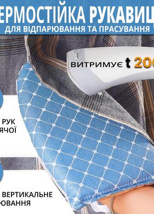 Ручная гладильная перчатка для обработки маленьких предметов и труднодоступных мест (голубая)