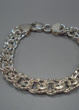 Браслет мужской бисмарк серебро 925 проба украина вес 77,23 г длина 26,5 см 19,5х14,5 мм №15425