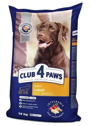 Club 4 paws (клуб 4 лапы) premium light adult all breeds chicken сухой корм с курицей для собак контроль веса