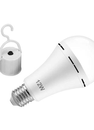 Світлодіодна (led) автономна лампа e27 12w з акумулятором та з гачком з вимикачем