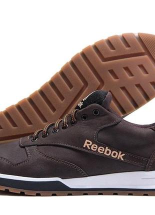 Мужские кожаные демисезонные кроссовки reebok коричневые2 фото