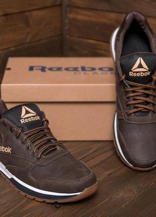 Мужские кожаные демисезонные кроссовки reebok коричневые3 фото