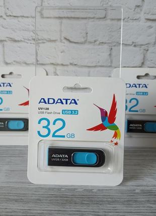 Usb флеш накопитель 32 gb adata uv128 black/blue флешка usb 3.2 flash
