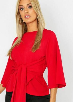 Блуза з зав'язкою на талії та рукавами кімоно, l