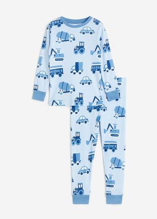 6-8/8-10 р h&m новая фирменная трикотажная пижама комплект костюм авто автомобили
