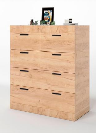 Комод для вещей эверест на 5 ящиков соната-3 80х38х94 дуб крафт золотой (dtm-2698)