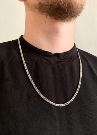 Цепочка мужская на шею цвет серебро медицинская сталь stainless steel