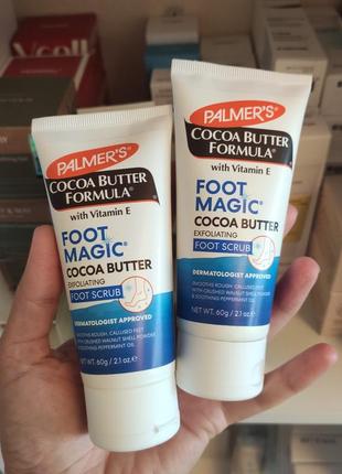 Palmer's cocoa butter formula, скраб для ніг з олією перцевої м’яти й маслом манго, з вітаміном e, 60 г