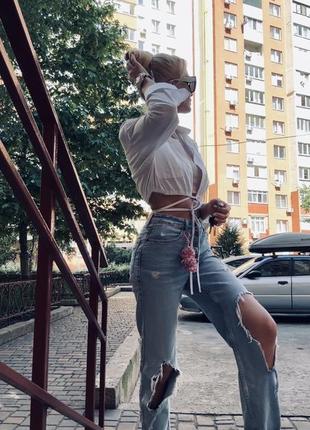 Джинси-мобойфренди прямі рвані дірки