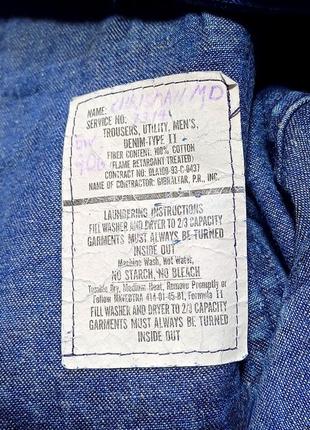 Талия 92 см винтажные джинсы вмс сша us navy utility trousers denim type ii 1993 года (dungarees)