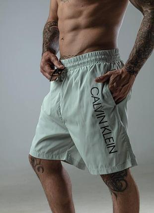 Чоловічі пляжні шорти calvin klein м'ятні плавальні шорти келвін кляйн літні шорти із сіткою для купання