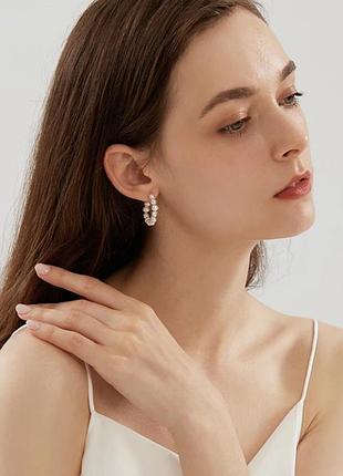 Серьги кольца с жемчугом, серьги с жемчужинами, серьги натуральные жемчуга