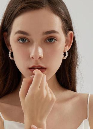 Серьги кольца с жемчугом, серьги с жемчужинами, серьги натуральные жемчуга