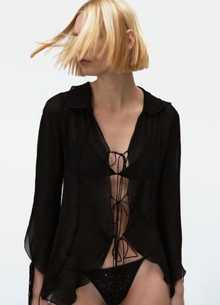 Новая шифоновая блузка на связках zara