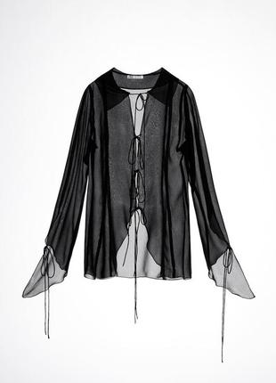 Новая шифоновая блузка на связках zara