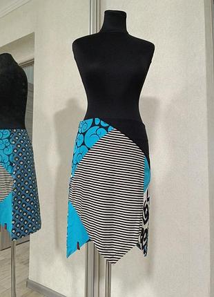 Яркая оригинальная юбка в виде desigual этно бохо абстракция асимметричная