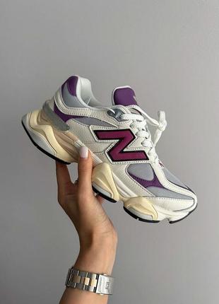 Розкішні жіночі кросівки new balance 9060 magenta premium білі з фіолетовим