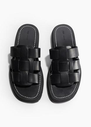 Шкіряні шльопанці шлепки сандали кожаные h&m hm 1225055001 оригінал ✅ 35 36 37 38 39 40 41 42
