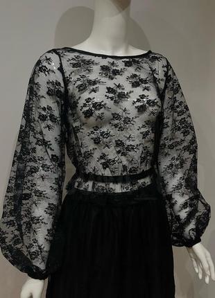 Блуза сітка з квітковим принтом готична