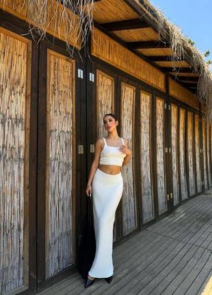 Красивий літній костюм топ і спідниця міді qs-3245