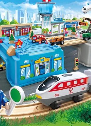 Іграшкова залізниця hape у контейнері 80 ел. (e3773)7 фото